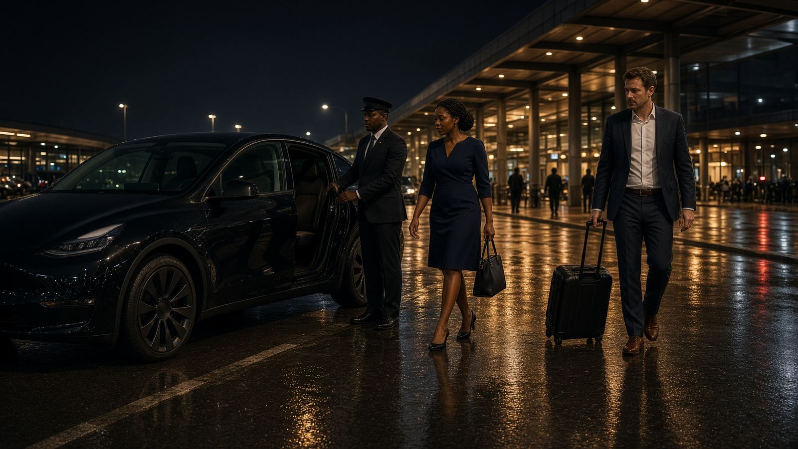 MARSIEV Tesla at Accra International Airport with travellers