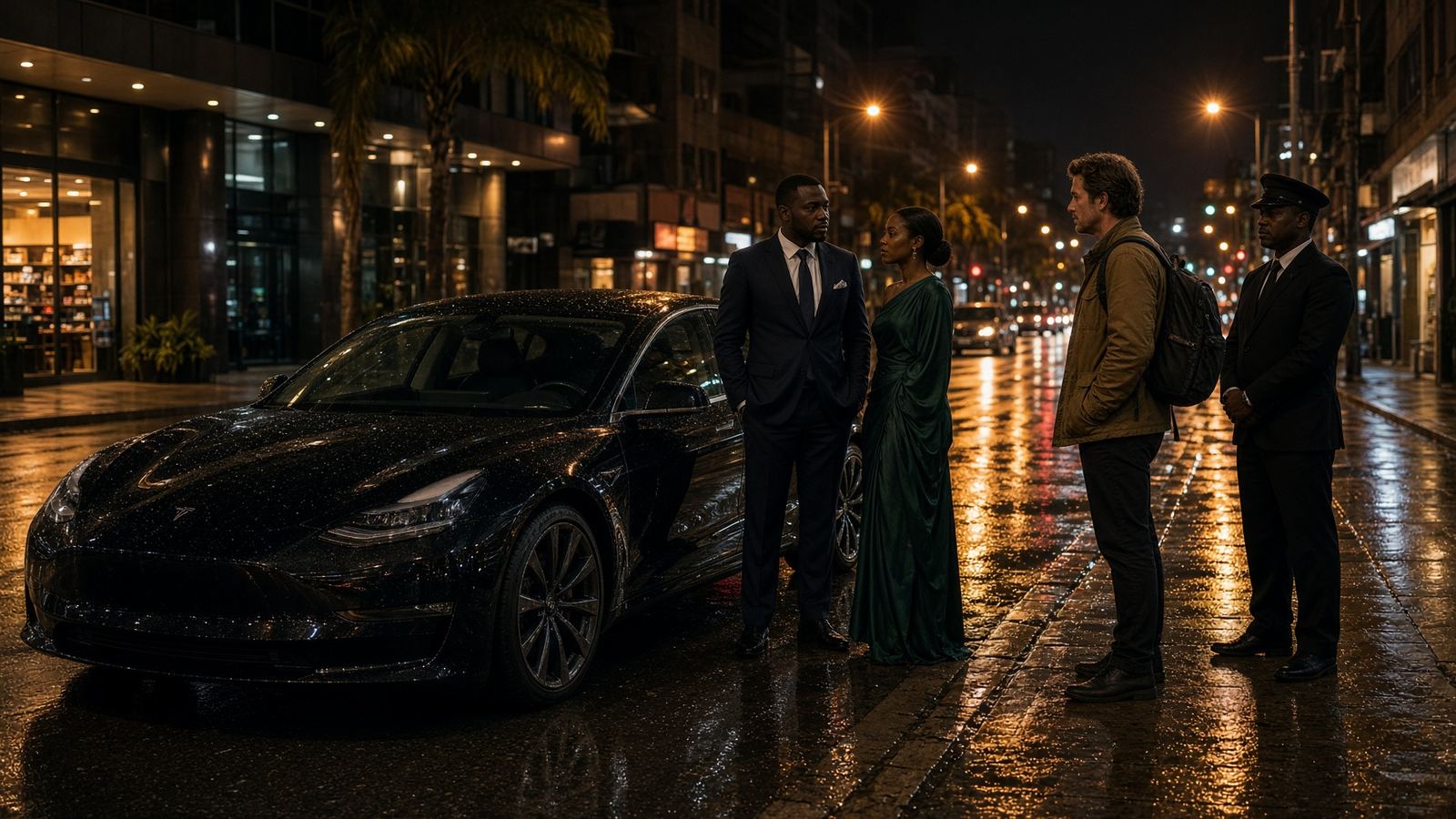 MARSIEV Tesla on the streets of Accra at night